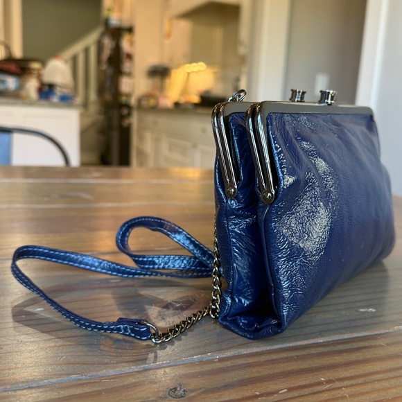 Hobo International Leanne clutch crossbody bag Purse/Wallet Blue Patent Leather - Picture 6 of 17